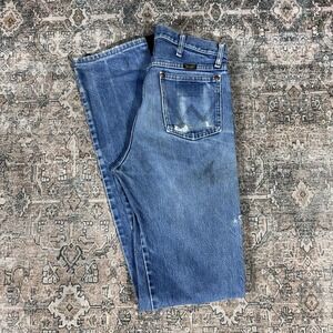 Vinatge Wrangler 13mwz Blue Jeans Sz 32x36 Stained And Distressed